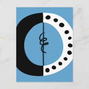 Chunky Ring Black White and Blue Postcard