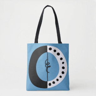 Chunky Ring Black White and Blue Tote Bag