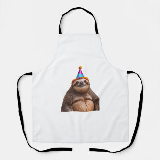 Chunky Sloth birthday party hat gift funny meme pr Apron