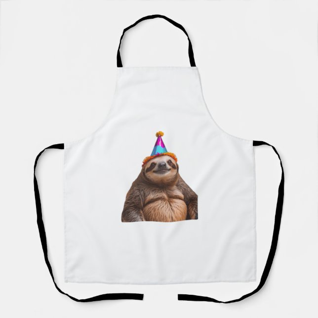 Chunky Sloth birthday party hat gift funny meme pr Apron (Front)