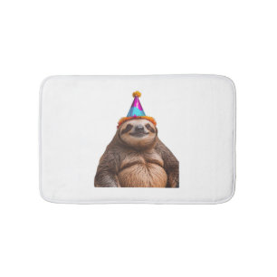 Chunky Sloth birthday party hat gift funny meme pr Bath Mat