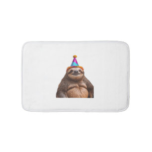 Chunky Sloth birthday party hat gift funny meme pr Bath Mat