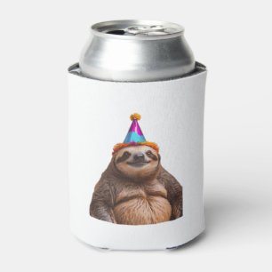 Chunky Sloth birthday party hat gift funny meme pr Can Cooler