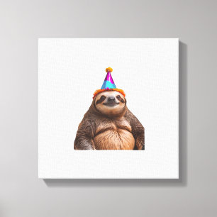 Chunky Sloth birthday party hat gift funny meme pr Canvas Print