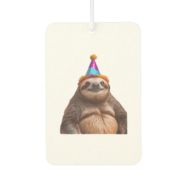 Chunky Sloth birthday party hat gift funny meme pr Car Air Freshener (Front)