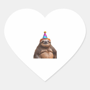 Chunky Sloth birthday party hat gift funny meme pr Heart Sticker