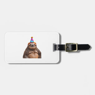 Chunky Sloth birthday party hat gift funny meme pr Luggage Tag