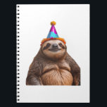 Chunky Sloth birthday party hat gift funny meme pr Notebook<br><div class="desc">Chunky Sloth birthday party hat gift funny meme prank Classic T-Shirt</div>