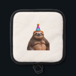 Chunky Sloth birthday party hat gift funny meme pr Pot Holder<br><div class="desc">Chunky Sloth birthday party hat gift funny meme prank Classic T-Shirt</div>