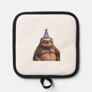 Chunky Sloth birthday party hat gift funny meme pr Pot Holder