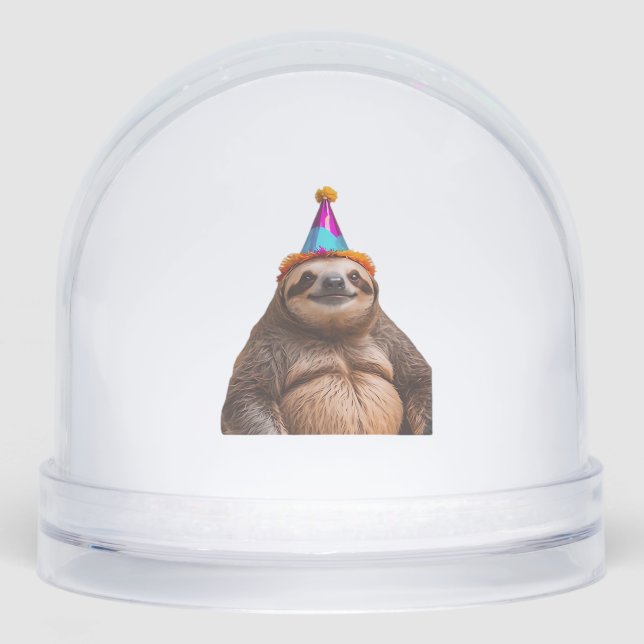 Chunky Sloth birthday party hat gift funny meme pr Snowglobe (Front)