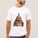 Chunky Sloth birthday party hat gift funny meme pr T-Shirt<br><div class="desc">Chunky Sloth birthday party hat gift funny meme prank Classic T-Shirt</div>