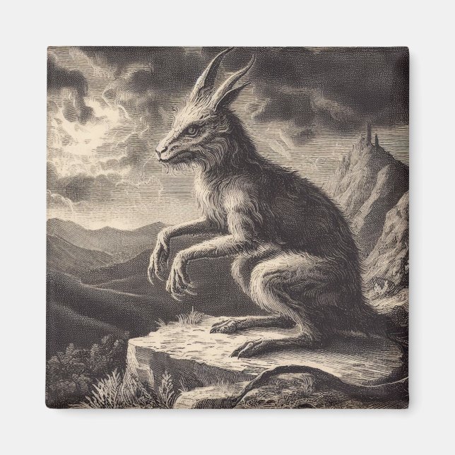 Chupacabra Antique Illustration Horror  Magnet (Front)