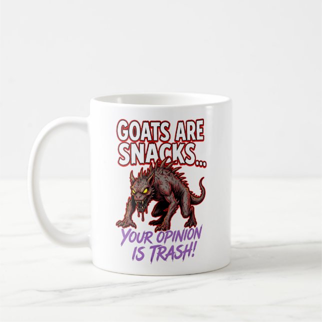 Chupacabra Goats Are Snacks Funny Cryptid Humor Coffee Mug (Left)