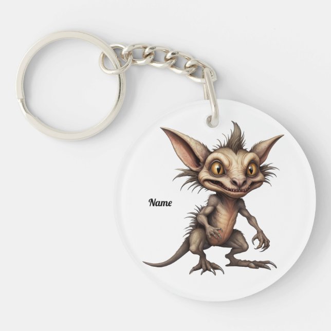 Chupacabra Gremlin Hybrid Illustration Key Ring (Front)