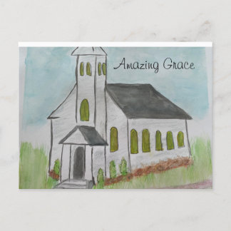 Church Amazing Grace- Hand painted print Postcard