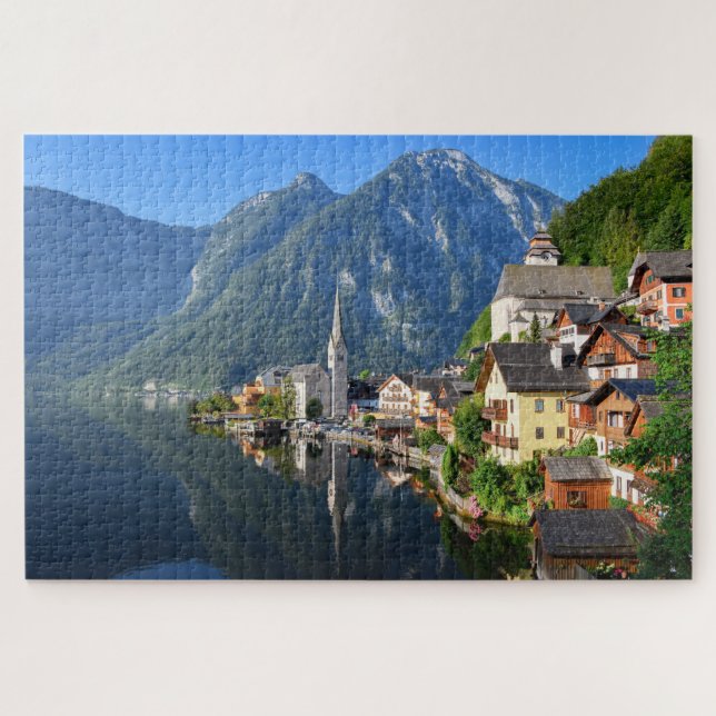 Church and village of Hallstatt, Austria with Alps Jigsaw Puzzle (Horizontal)