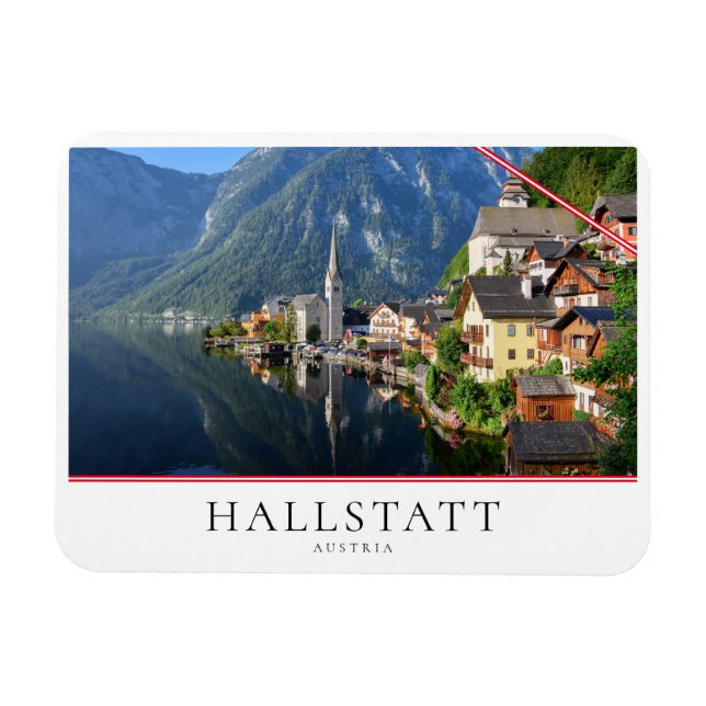 Church and village of Hallstatt, Austria with Alps Magnet (Horizontal)