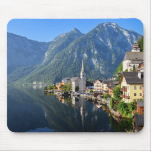 Church and village of Hallstatt, Austria with Alps Mouse Mat
