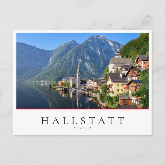 Church and village of Hallstatt, Austria with Alps Postcard (Front)