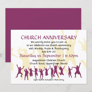 CHURCH ANNIVERSARY Modern Customisable Burgundy Invitation