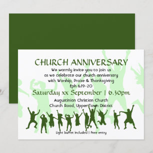 CHURCH ANNIVERSARY Modern Customisable Green Invitation