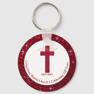Church Anniversary Souvenir Party Favours Burgundy Key Ring