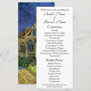 Church at Auvers by Vincent van Gogh Wedding Programme