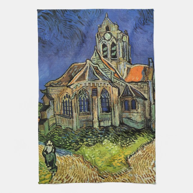 Church at Auvers-sur-Oise by Vincent van Gogh Tea Towel (Vertical)