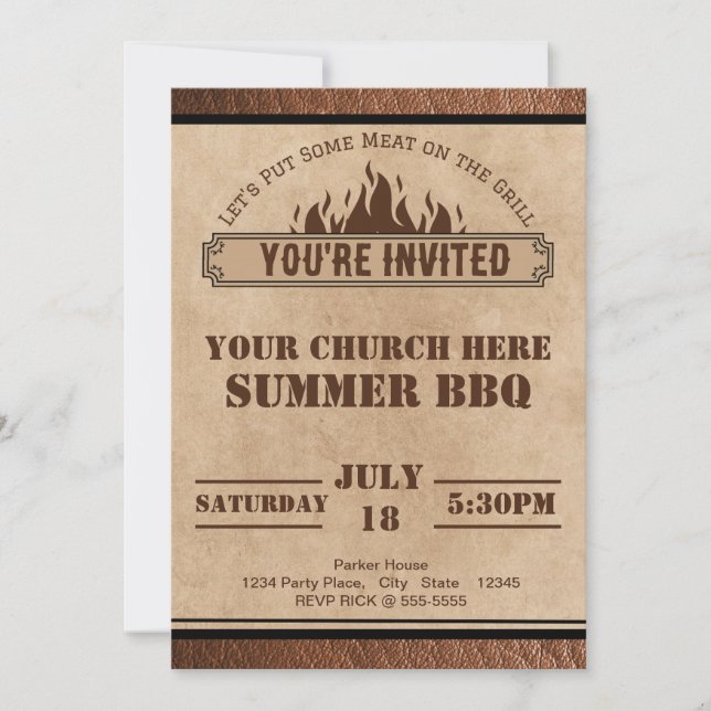 Church BBQ Invitation, Summer Cookout, Potluck Invitation (Front)