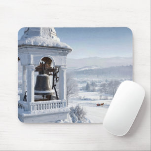 Church Bell Covered with Snow Mouse Mat