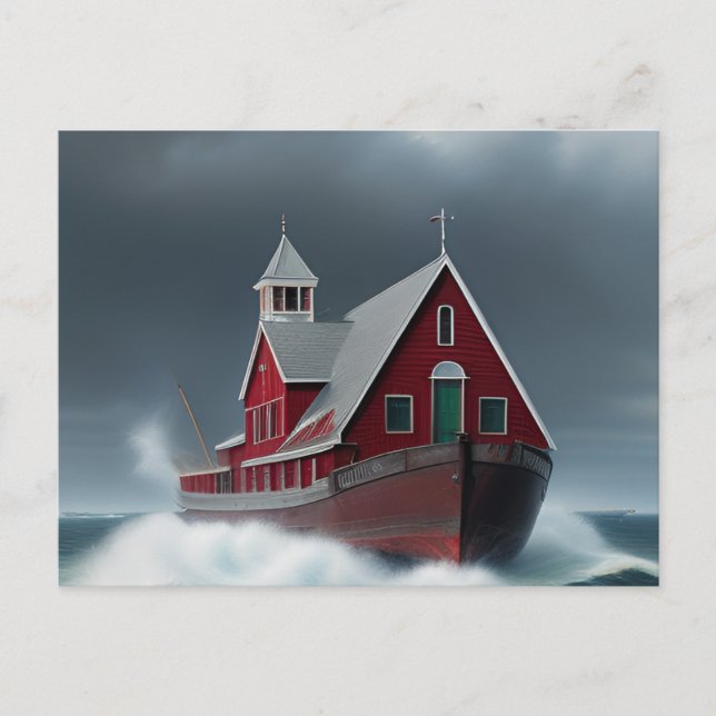 Church Boat Art Postcard (Front)