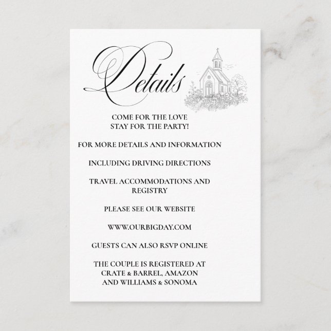 Church Calligraphy Enclosure Card Details (Front)