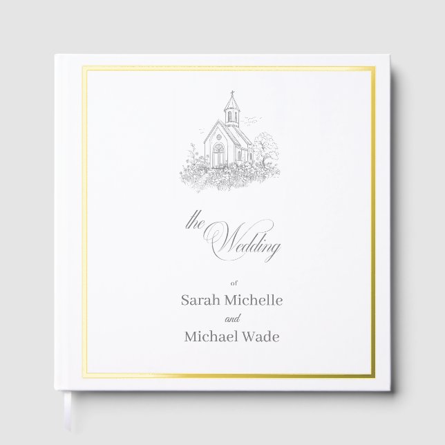 Church Calligraphy Wedding Guest Book (Front)