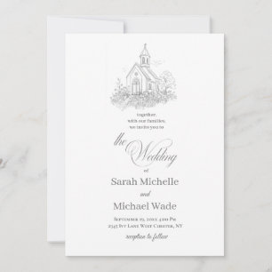 Church Calligraphy Wedding Invitation
