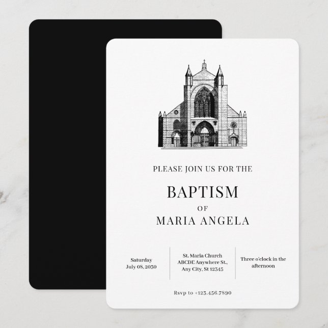 Church Cathedral minimalist  Invitation (Front/Back)