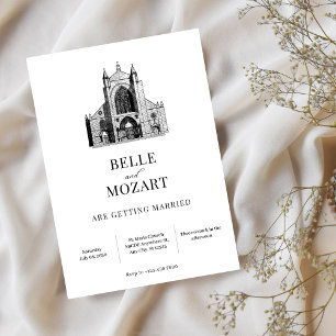 Church Cathedral minimalist wedding  Invitation