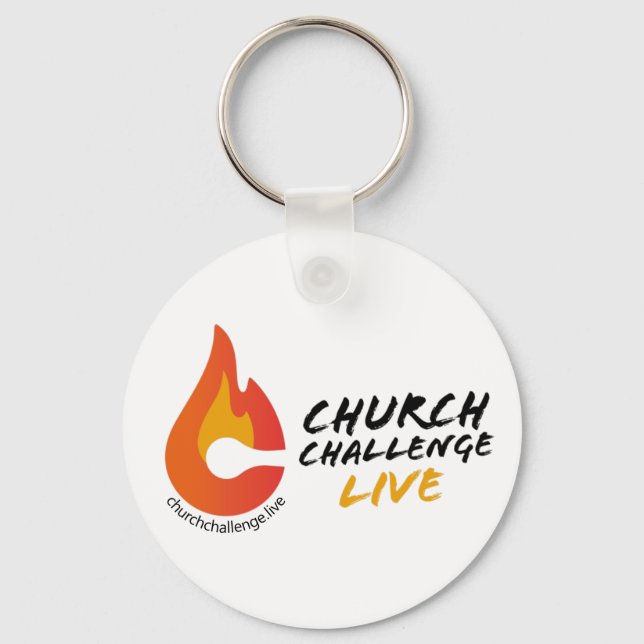 CHURCH CHALLENGE LIVE Orange Flame Key Ring (Front)