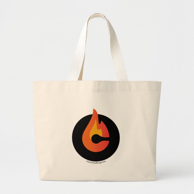 CHURCH CHALLENGE Orange Flame Large Tote Bag (Front)