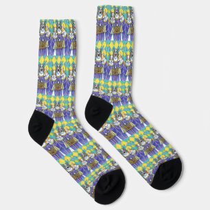 CHURCH CHOIR CATS & MOUSE SINGING CHRISTMAS CAROLS SOCKS