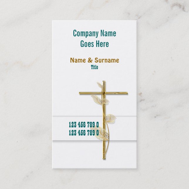 Church Christ religion cross gold Business Card (Front)