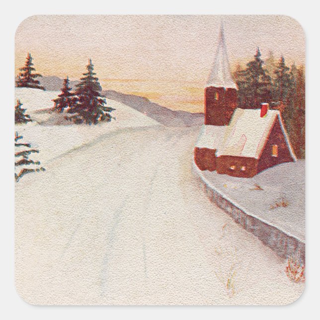 Church Christian Snow Winter Square Sticker (Front)