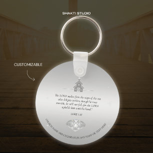 Church Christian Souvenir Silver Keychain