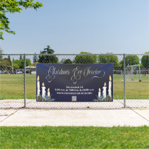 Church Christmas Eve QR Code Candlelight Service Banner