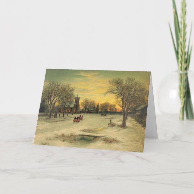 Church Christmas Morning, A Vintage Christmas Card (Front)