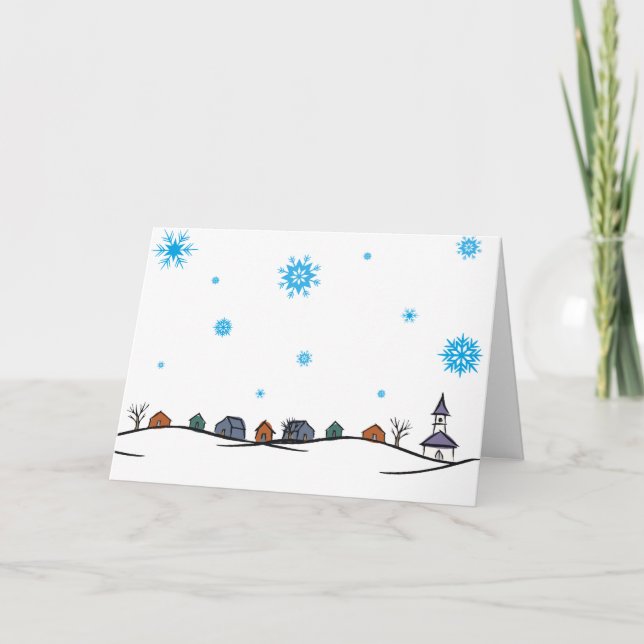 Church Christmas Scene Holiday Card (Front)