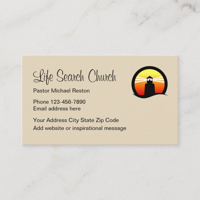 Church Clergy Lighthouse Design Business Card (Front)