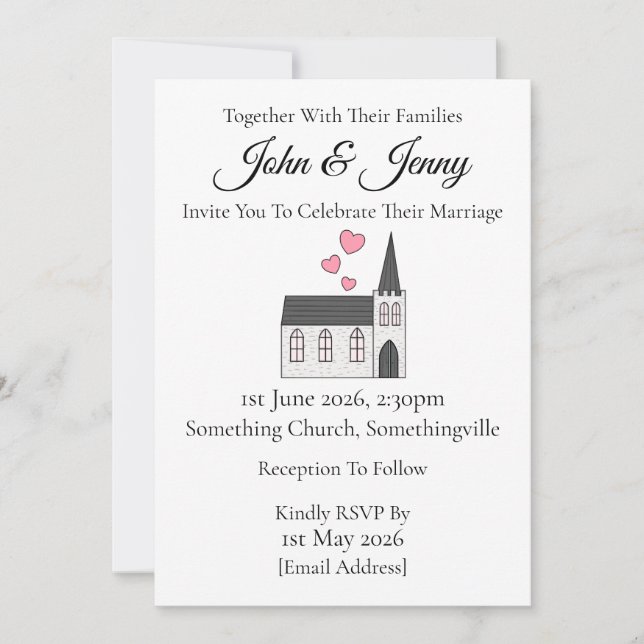Church Contemporary Wedding Invitation Christian (Front)