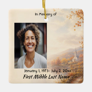 Church Country Autumn, Memorial Prayer Keepsake Ceramic Ornament
