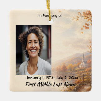 Church Country Autumn, Memorial Prayer Keepsake Ceramic Ornament